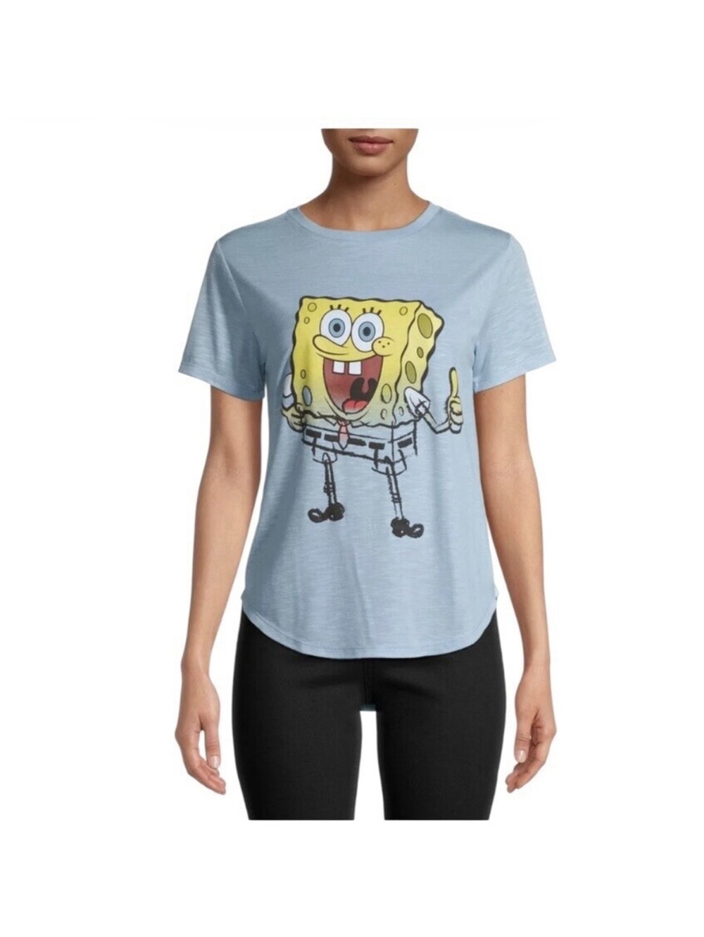 SpongeBob Squarepants Graphic Juniors T-Shirt Blue Size XS